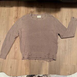 Taupe Distressed Knit Sweater